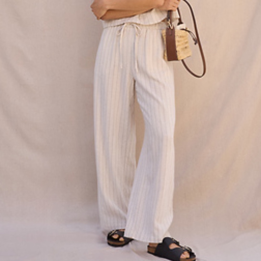 Skies are Blue Stripe Pull On Pants Beige 1X New With Tags Stitch Fix